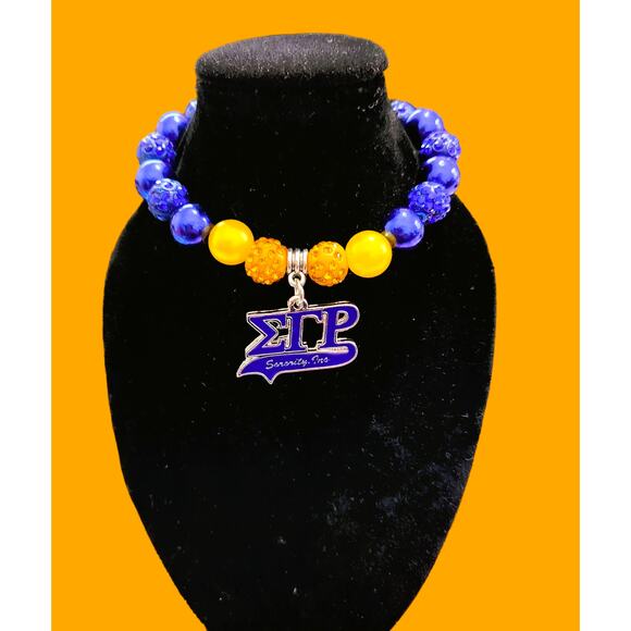 Sigma Gamma Rho Bracelet Blue and Gold with Pendant Logo - Picture 2 of 5